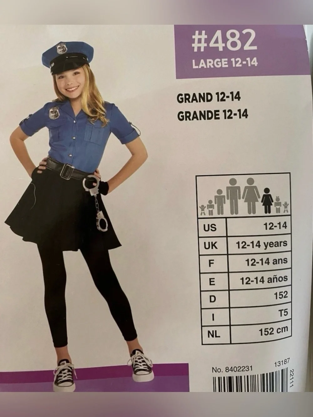 Girls Halloween Costume Cop Cutie (Size: Large 12-14)